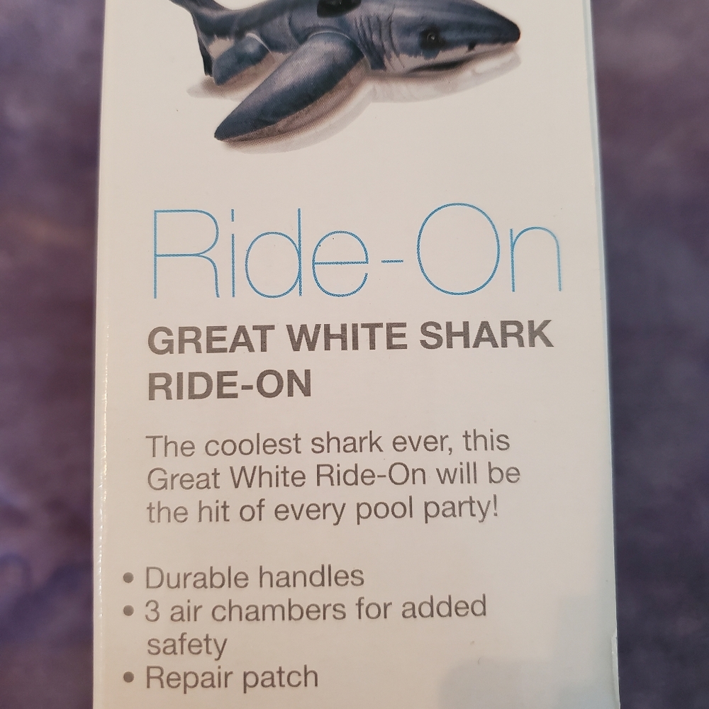 NWT Great White Shark Ride-On Inflatable Pool Float UNOPENED! - Picture 4 of 4